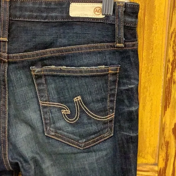 Ag Adriano Goldschmied Skinny Blue Jeans with Distressed Look